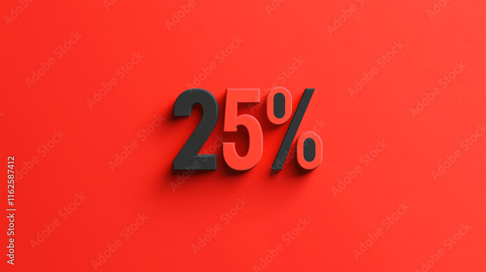 25% OFF sign discount poster, minimal, bold, sales event, on red background 25% OFF sign discount poster, minimal, bold, sales event, on red background