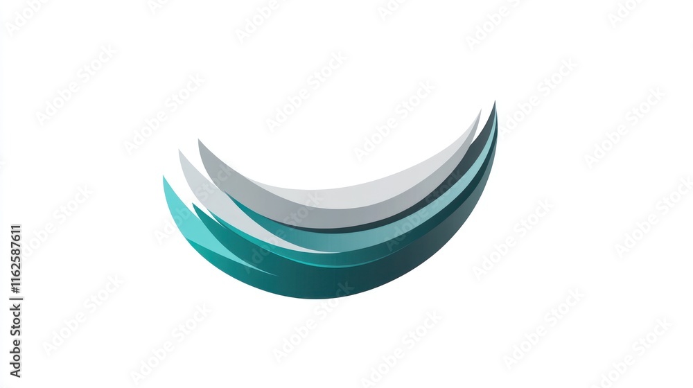 Fototapeta premium Abstract Teal and Grey Curved Shapes
