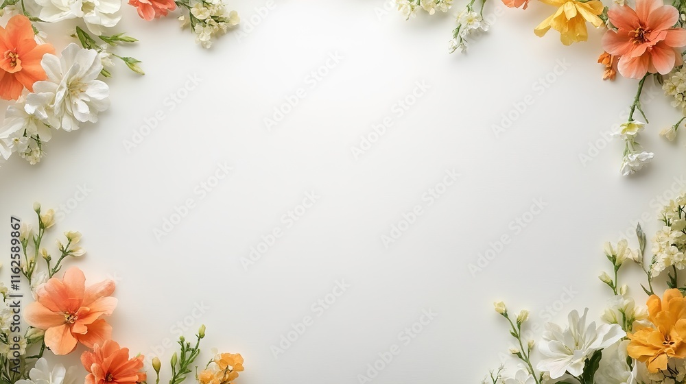 artistic easter card with blank center bordered by delicate watercolor flowers on matte white surface artistic easter card with blank center bordered by delicate watercolor flowers on matte white surface