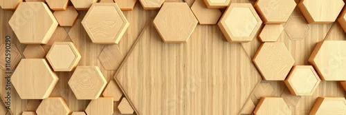Obraz  z motywem Wooden hexagon pattern background texture for interior wall decoration, interior, honeycomb, plates