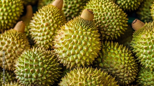 A Close Up View Of Many Durians