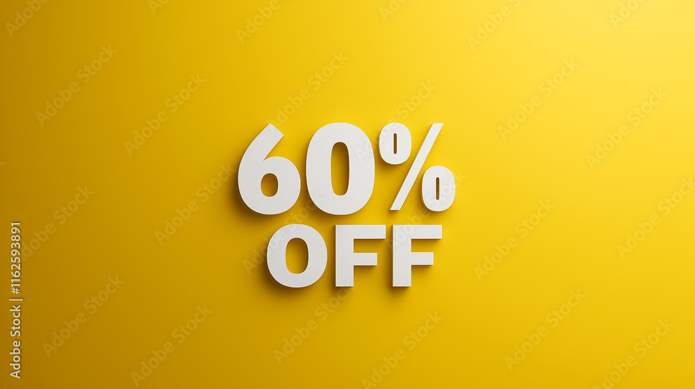 60% OFF text Yellow background with copy space 60% OFF text Yellow background with copy space
