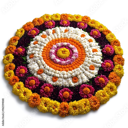 Vibrant Floral Mandala Design Created with a Variety of Colorful Flowers. photo