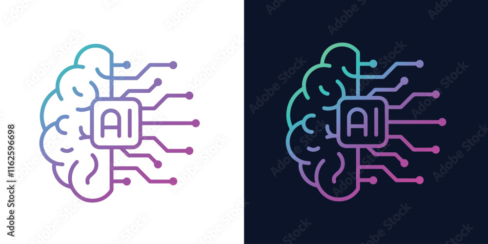 Artificial Intelligence AI Chip in Human Brain. AI Technology Artificial Intelligence Icon with Machine Learning, Digital Skills, Generative AI, AI Technology and Algorithms Artificial Intelligence AI Chip in Human Brain. AI Technology Artificial Intelligence Icon with Machine Learning, Digital Skills, Generative AI, AI Technology and Algorithms