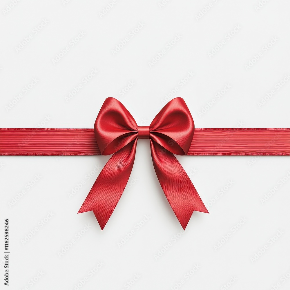 Fototapeta premium A beautiful red ribbon with a stylish bow, perfect for gift wrapping and festive occasions.