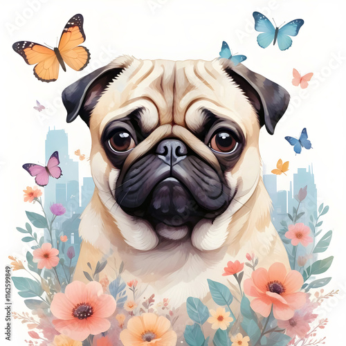 Pug Vintage Animal Nature Environment Decor Painting