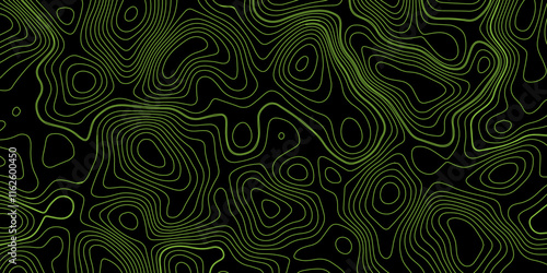 Abstract light pattern Vector illustration. Topographic map background concept, Vibrant neon lights pulsating patterns Colorful topography contour lines isolated on black background.	