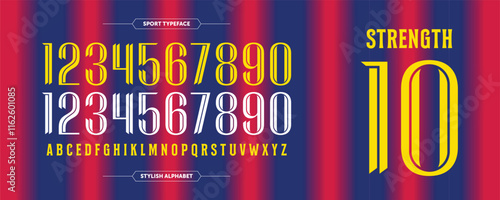 10 Strength: Classic blue and red football t-shirt design. Features a template for numbers and characters, perfect for club or national team kits. A standout soccer jersey vector illustration.