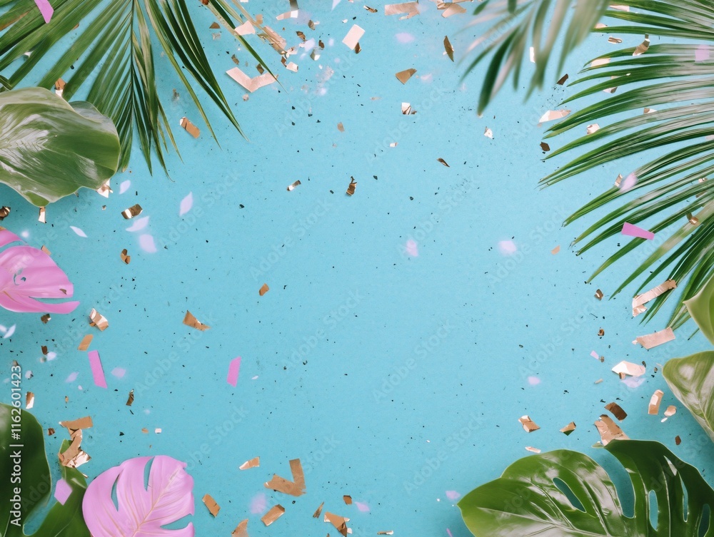 Tropical Summer Party Background Turquoise Confetti Tropical Summer Party Background Turquoise Confetti