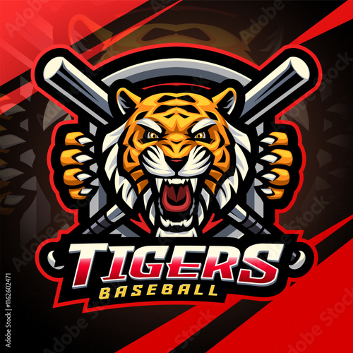 Tigers baseball esport mascot logo design