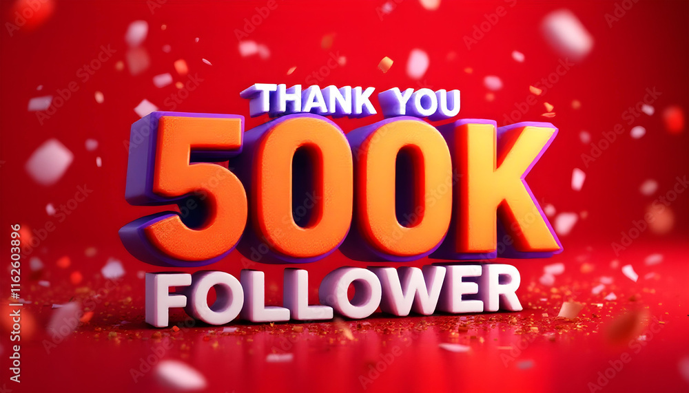3D text thankyou 500k follower background 3D text thankyou 500k follower background