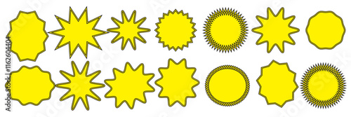 Set of Vector Starburst Badges. Simple Flat Style Vintage Labels, Stickers.