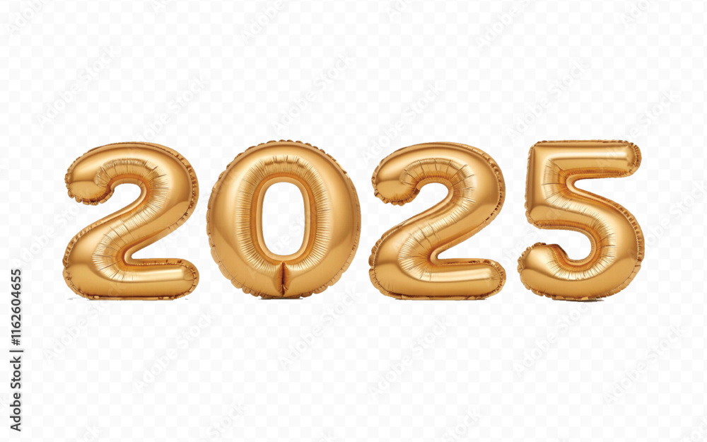 abstract 3d 2025 text made with different golden colour hellium balloons isolated on white background abstract 3d 2025 text made with different golden colour hellium balloons isolated on white background