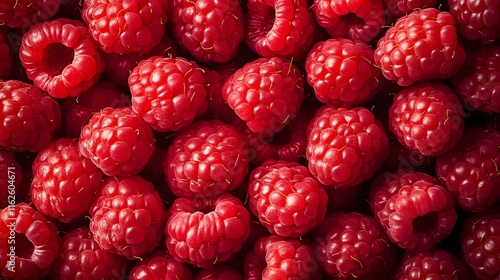 A Close Up View Of Many Ripe Raspberries photo