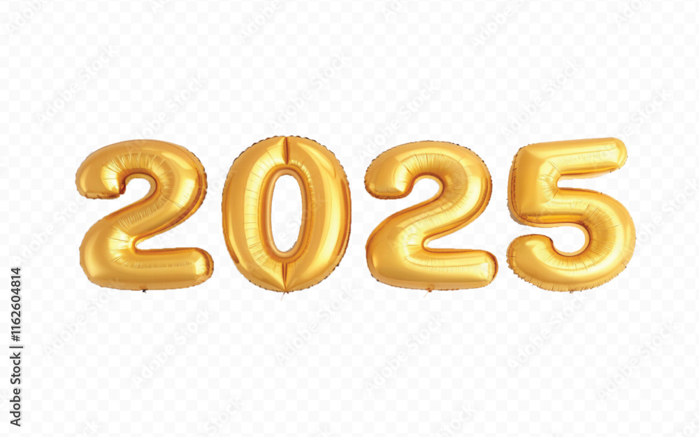 abstract 3d 2025 text made with different golden colour hellium balloons isolated on white background abstract 3d 2025 text made with different golden colour hellium balloons isolated on white background