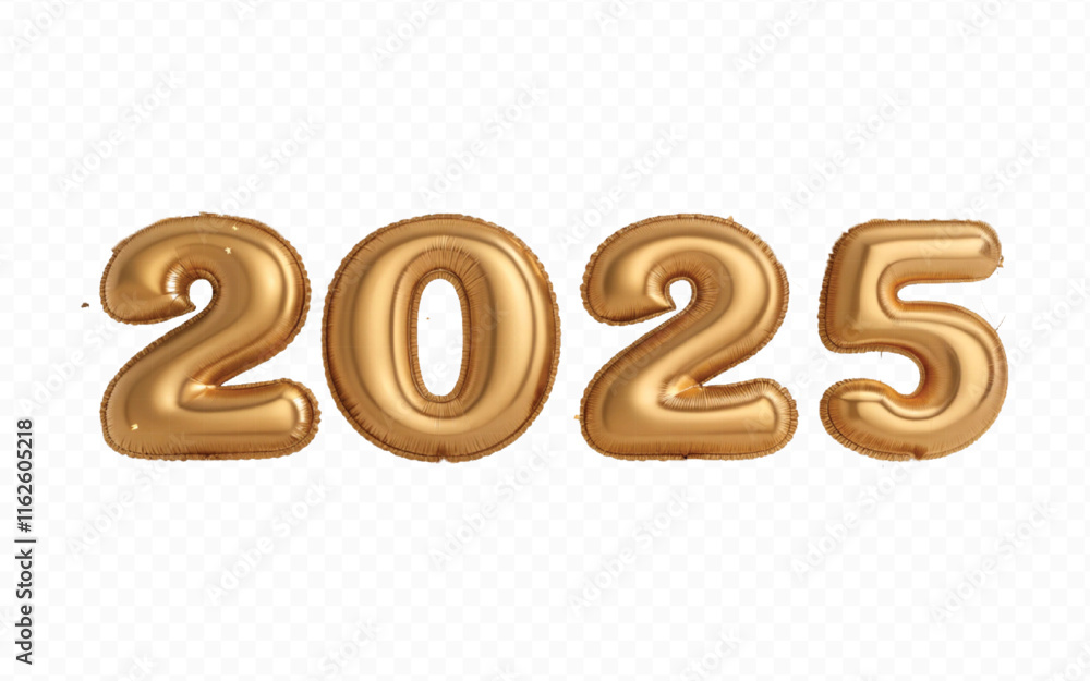 abstract 3d 2025 text made with different golden colour hellium balloons isolated on white background abstract 3d 2025 text made with different golden colour hellium balloons isolated on white background