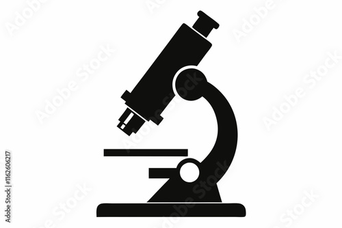 Vintage Microscope Silhouette Icon - Classic Scientific Tool Design ,A electron microscopes for nanoscale silhouette vector icon illustration, microscopes on white background.