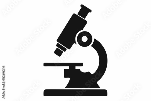 Vintage Microscope Silhouette Icon - Classic Scientific Tool Design ,A electron microscopes for nanoscale silhouette vector icon illustration, microscopes on white background.