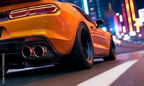 Street legal cars open meet. Luxury supercar exhaust pipes details 4K