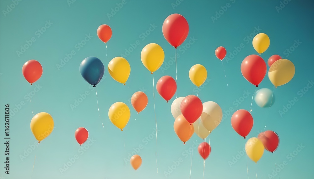 Globos de colores sobre un fondo turquesa Globos de colores sobre un fondo turquesa