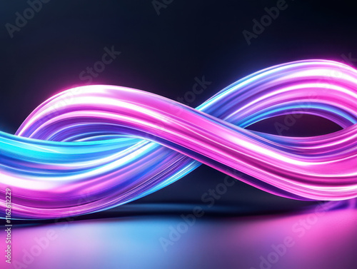 Colorful light trails create energetic infinity symbol design, showcasing vibrant hues and dynamic movement