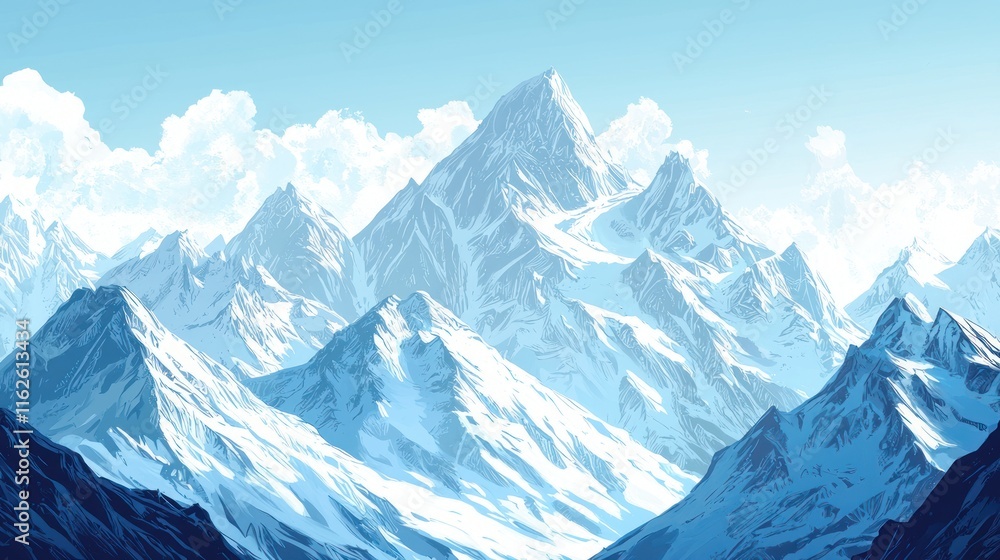 Majestic Snow Capped Mountain Range Under a Clear Sky Majestic Snow Capped Mountain Range Under a Clear Sky