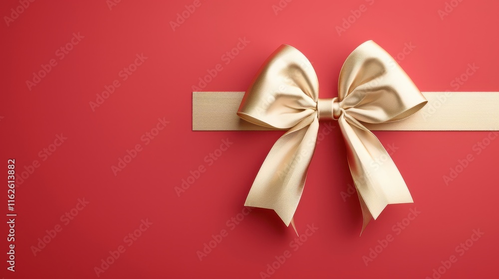 Gold ribbon on a red box Gold ribbon on a red box