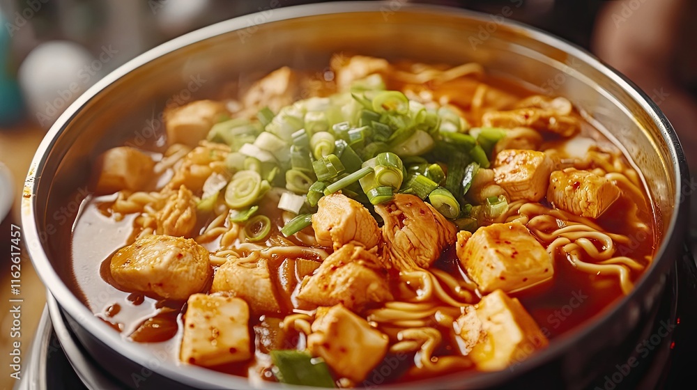 Spicy Chicken Noodle Soup with Green Onions