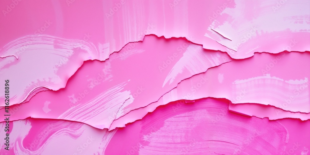 Fototapeta premium Pink Abstract Art with Torn Paper Layers