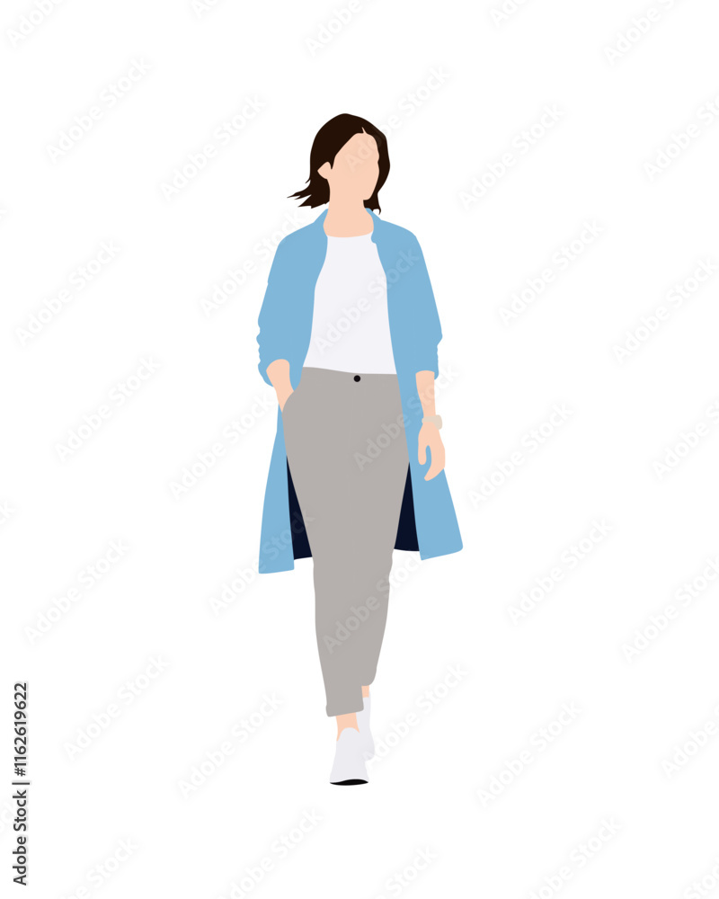 Flat vector people and illustration, woman with casual outfit Flat vector people and illustration, woman with casual outfit