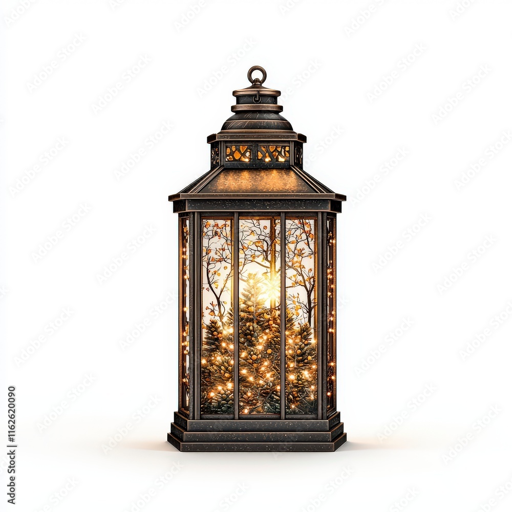A beautifully designed lantern with glowing lights and a winter landscape, creating a warm and inviting atmosphere. A beautifully designed lantern with glowing lights and a winter landscape, creating a warm and inviting atmosphere.