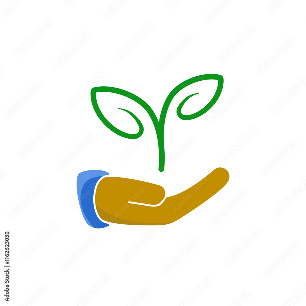 hand icon with plant, simple flat style, illustration, logo sign symbol pictogram template, for ui or ux isolated on white for mobile app, editable hand icon with plant, simple flat style, illustration, logo sign symbol pictogram template, for ui or ux isolated on white for mobile app, editable
