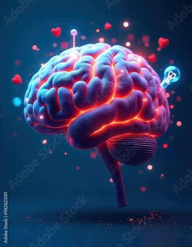 Futuristic Human Brain with Glowing Light Effect