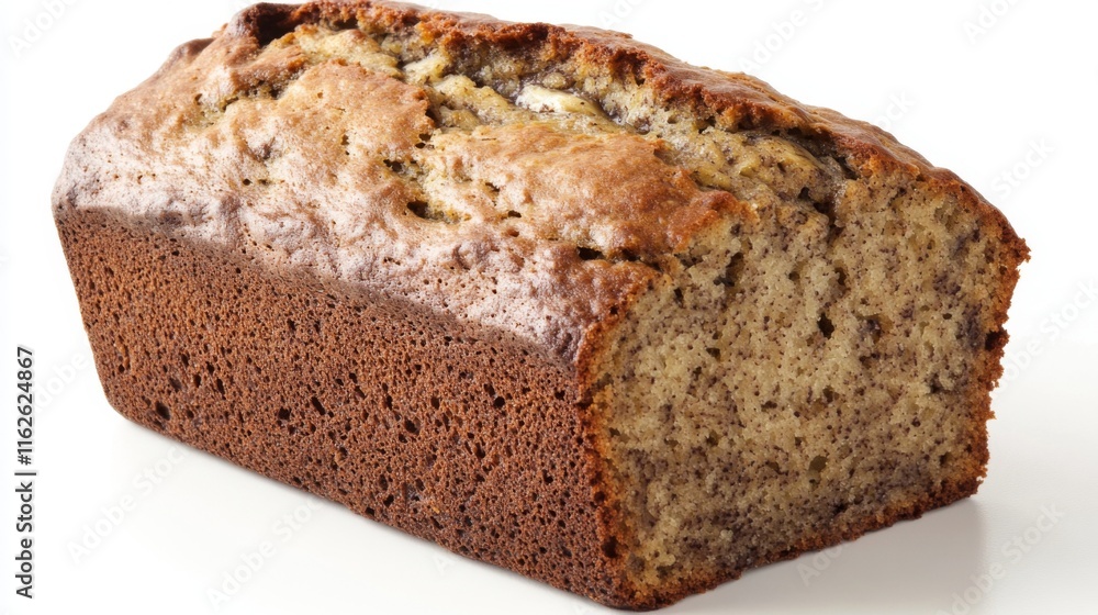 This image illustrates a delectable golden-brown banana bread loaf, featuring crumbly texture and a splendid home-baked appearance, capturing its inviting warmth. This image illustrates a delectable golden-brown banana bread loaf, featuring crumbly texture and a splendid home-baked appearance, capturing its inviting warmth.