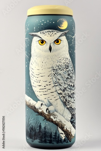 Snowy Owl Thermos with Moonlit Design photo