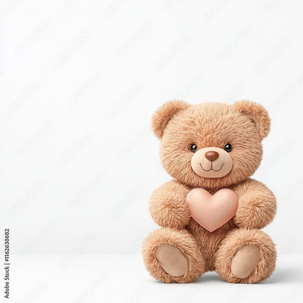Obraz premium A cute teddy bear sitting with a heart, symbolizing love and warmth, perfect for gifts and children's decor.