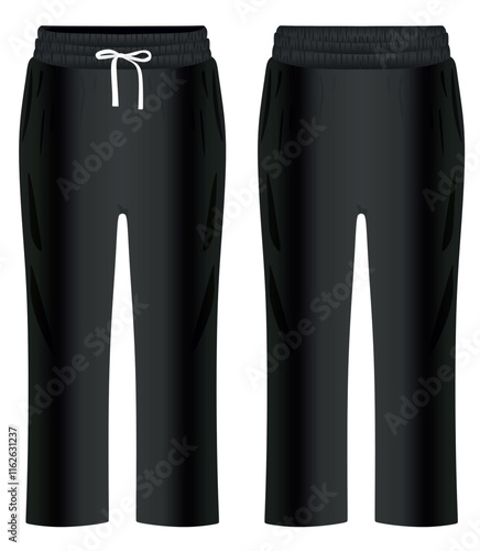 Black tracksuit bottom. vector illustration