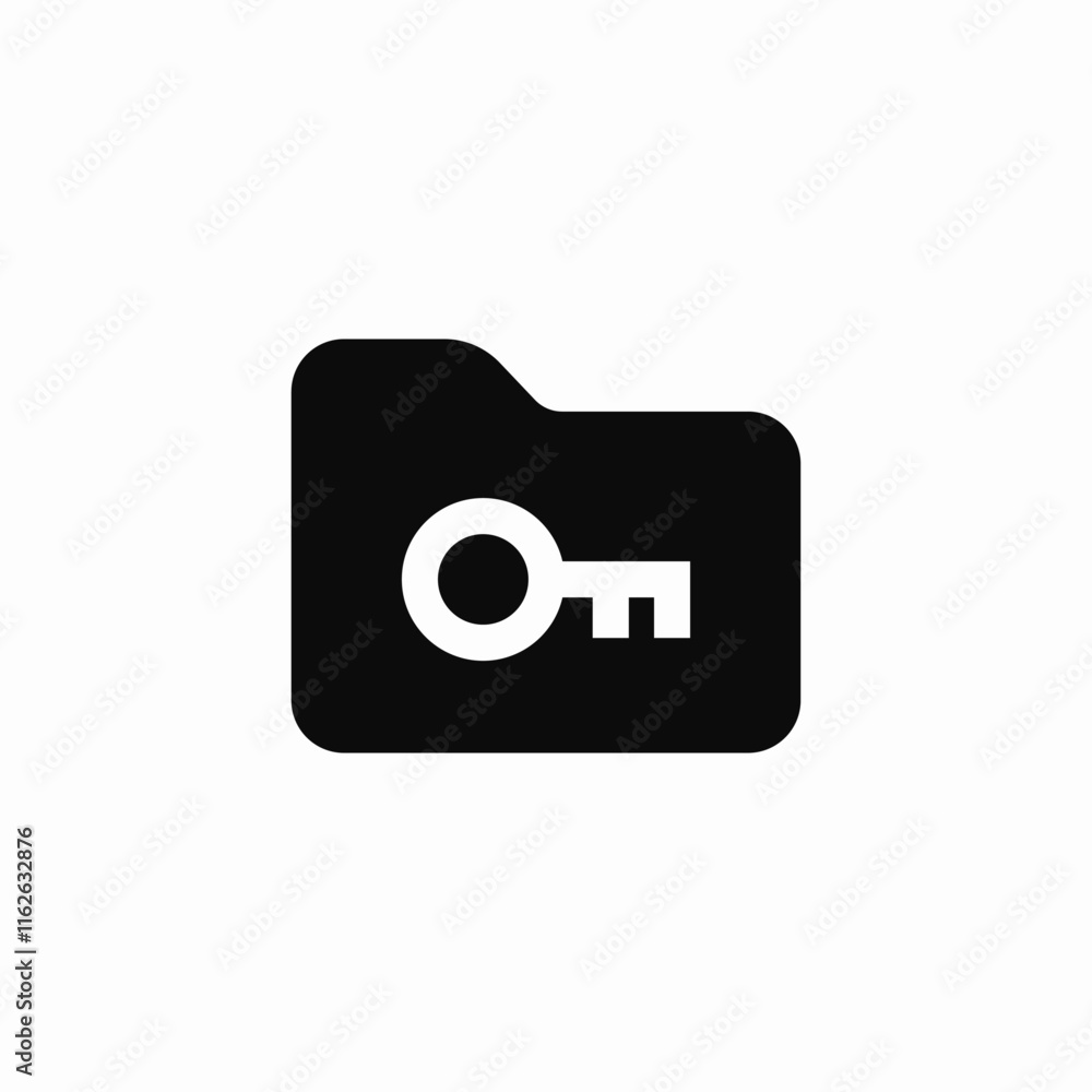 folder lock key icon sign vector
