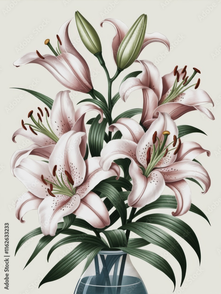 Obraz premium Delicate Pink Lilies in a Vase