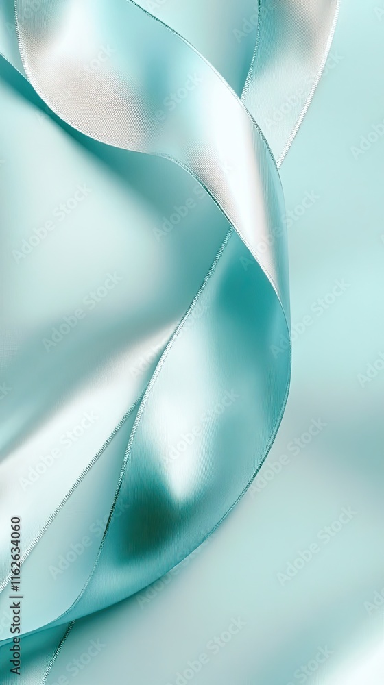 Fototapeta premium Elegant Aqua Silk Ribbon Swirls Softly