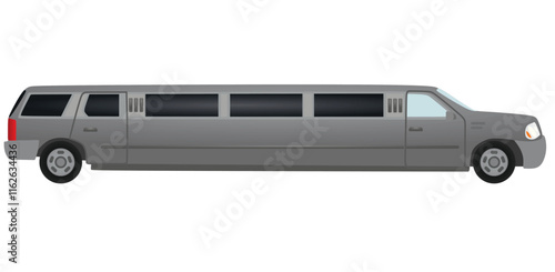 Grey long limousine. vector illustration