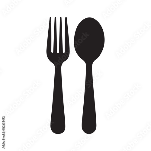 Spoon and fork icon isolated on white background. Tableware instruments. Restaurant icon. Fork and spoon icon vector. 