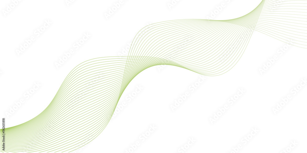 Fototapeta premium abstract vector green colored wave melody lines on white background. Vector illustration.