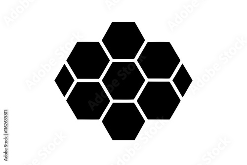 Honeycomb bee icon set in rounded corners. Hexagonal beehive concept