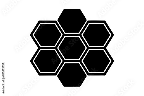 Honeycomb bee icon set in rounded corners. Hexagonal beehive concept