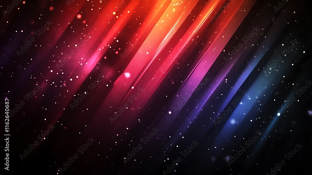 Obraz premium Abstract Colorful Diagonal Lines And Glowing Particles