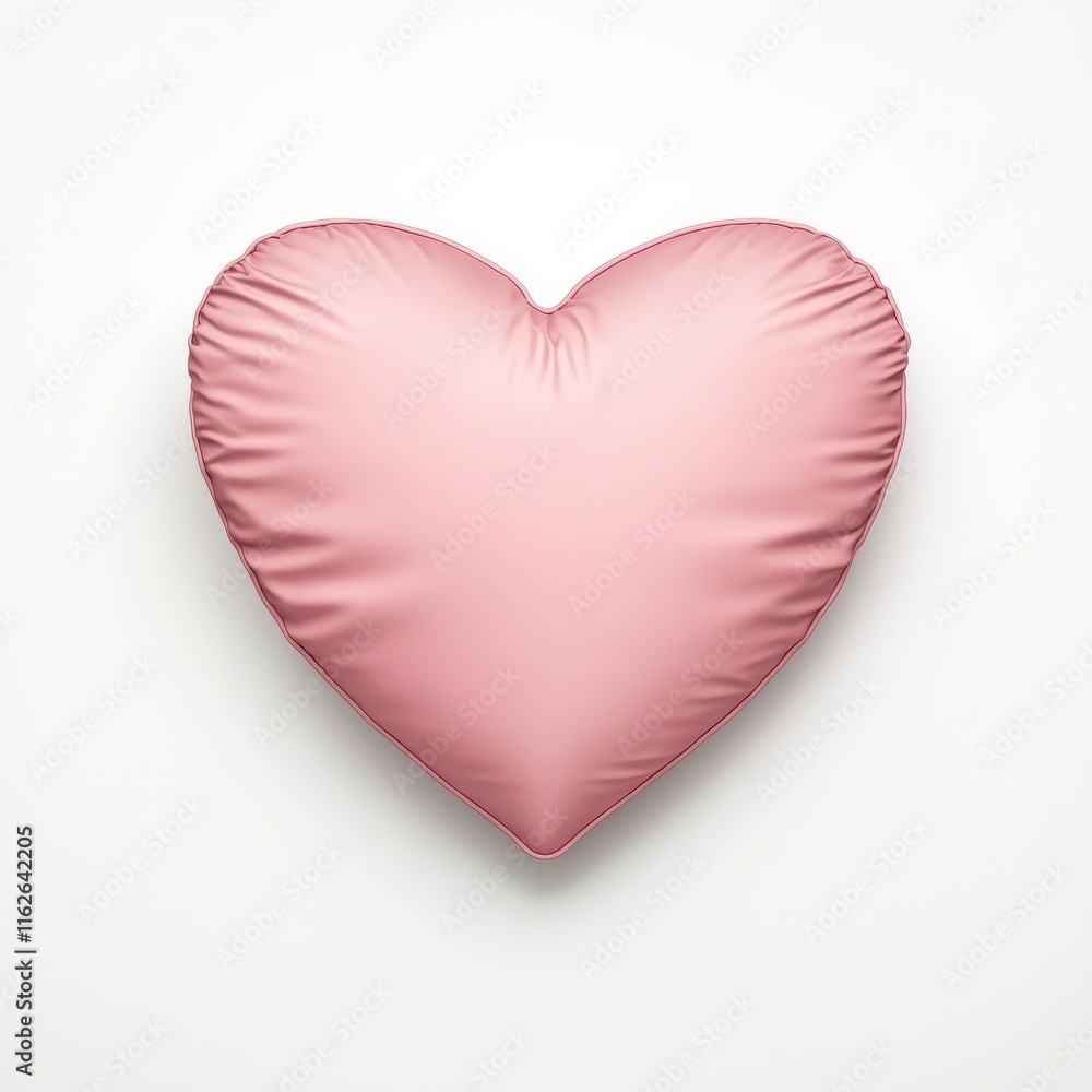 A soft pink heart-shaped pillow against a minimalistic white background, symbolizing love and comfort in home decor. A soft pink heart-shaped pillow against a minimalistic white background, symbolizing love and comfort in home decor.