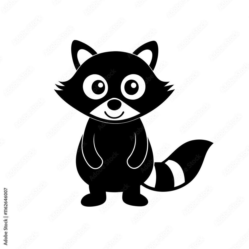 Raccoon cartoon vector silhouette Raccoon cartoon vector silhouette