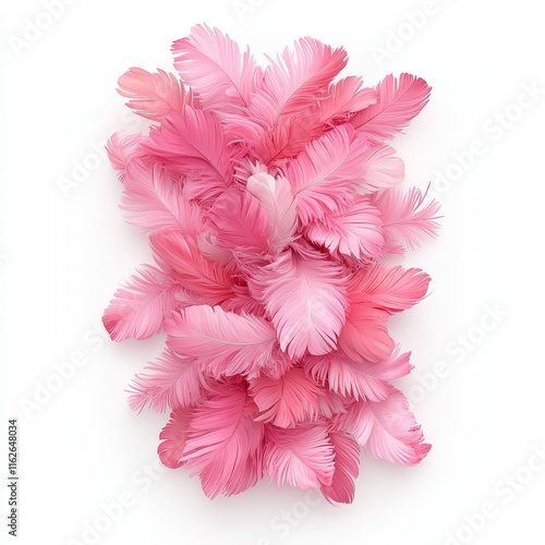 A vibrant collection of pink feathers arranged beautifully, showcasing soft textures and graceful curves.