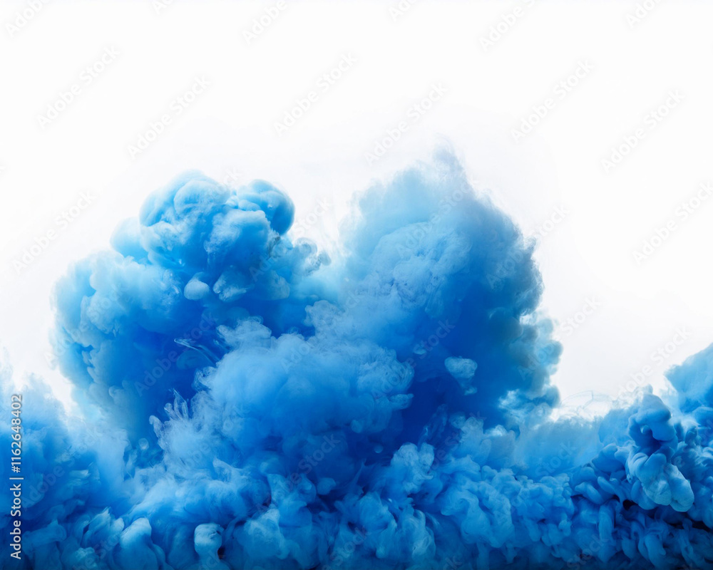 Naklejka premium An isolated border of a blue smoke explosion on a white background
